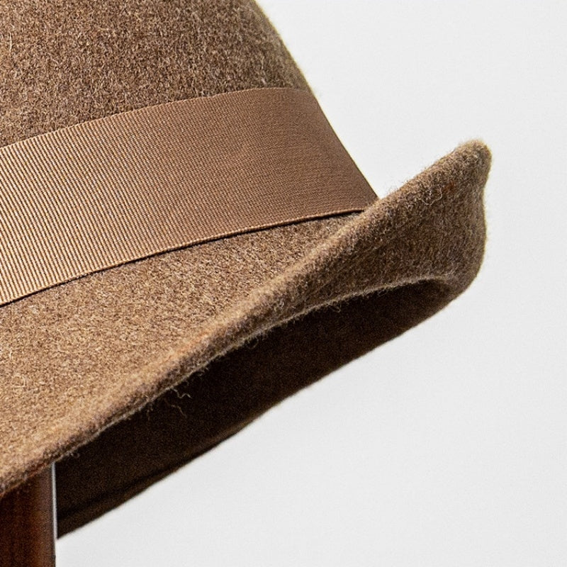 Felt Rolled Edge Top Hat with Butterfly Decoration