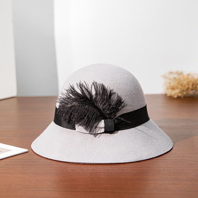 Felt Top Hat with Black Feather