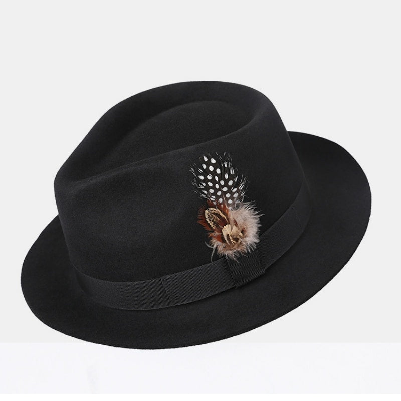 Felt Top Hat with Feather Decoration