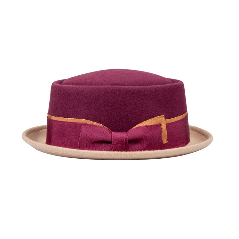 Felt Rolled-up Top Hat with Bow