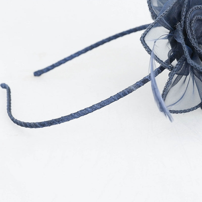 Mesh Feather Double Flowers Hairband