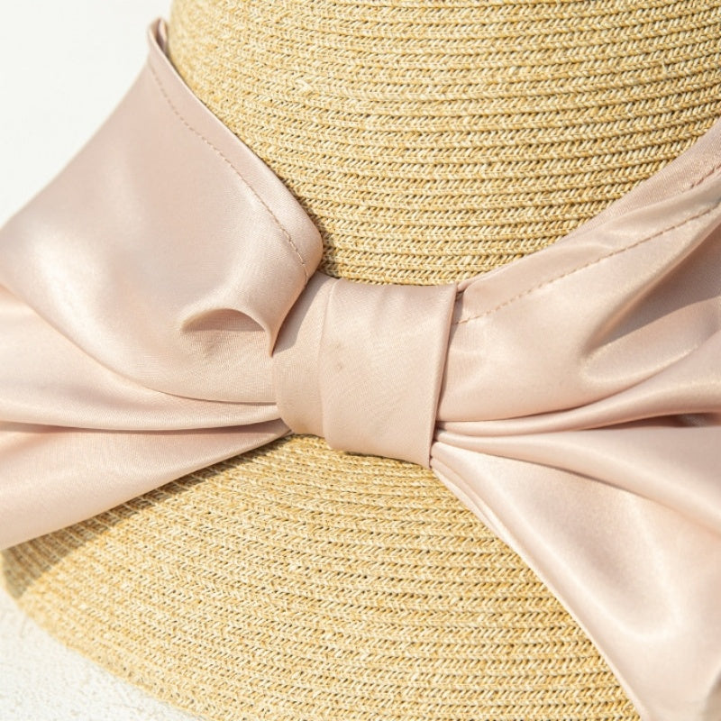 Straw Top Hat with Bow Webbing