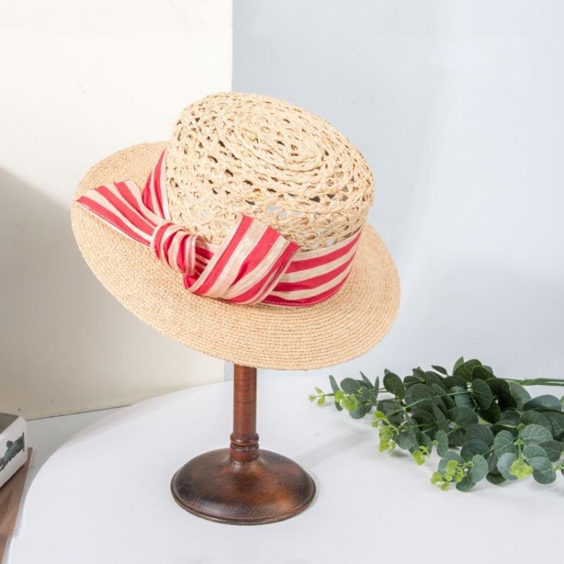 Hollow-carved Top Hat Sun Hat with Bow