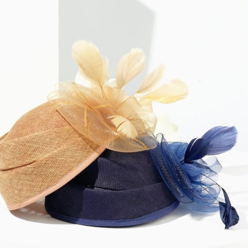 Top Hat Hair Accessory with Flower and Feather Decorations