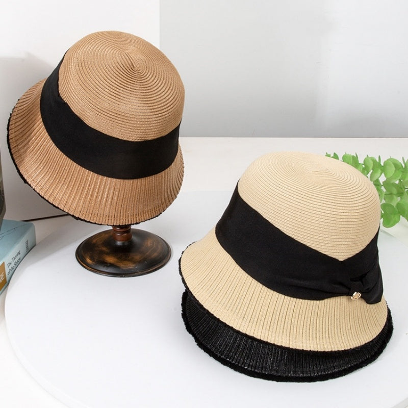 Sun Hat Cloche Hat with Bow Webbing