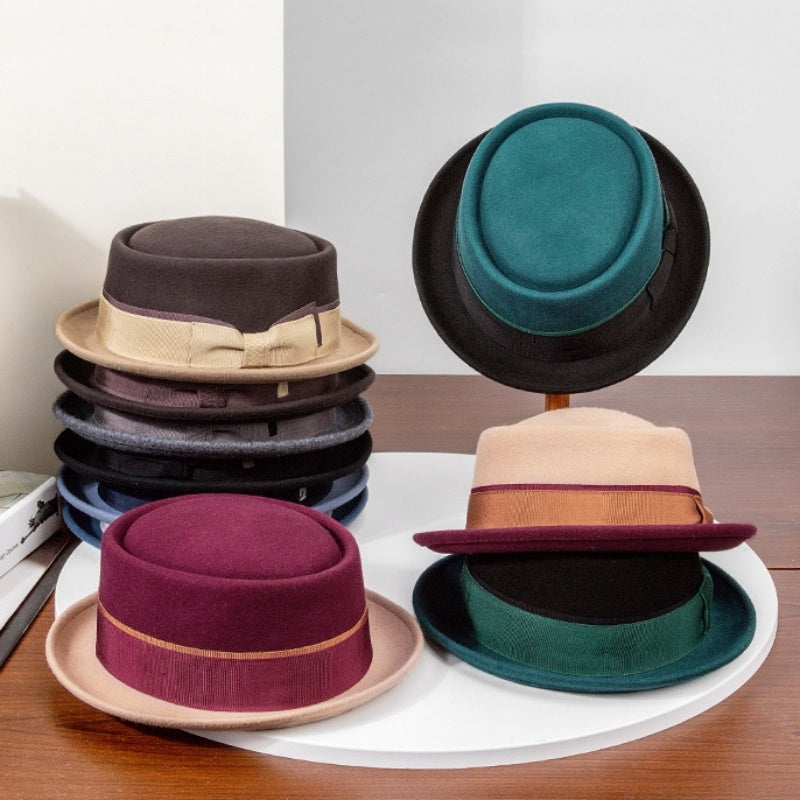 Felt Rolled-up Top Hat with Bow