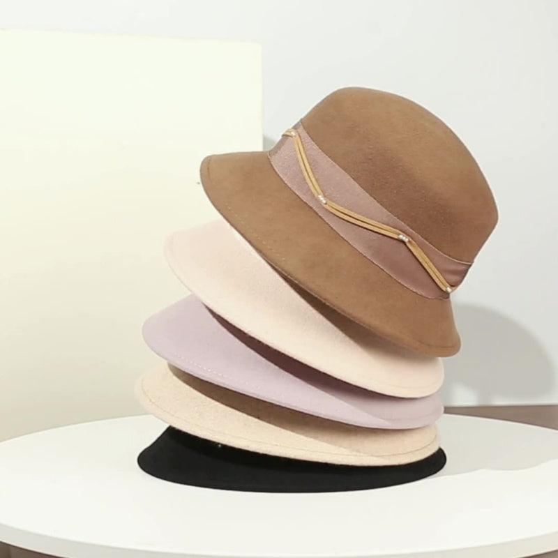 Felt Top Hat with Webbing and Pearl