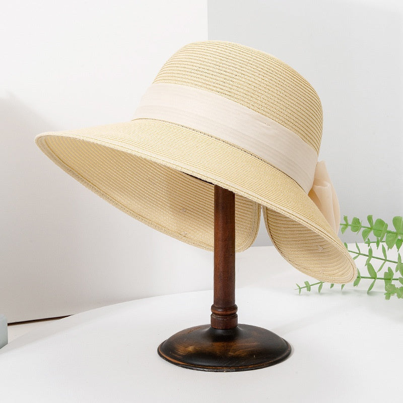 Straw Hat Sun Hat with Big Bow