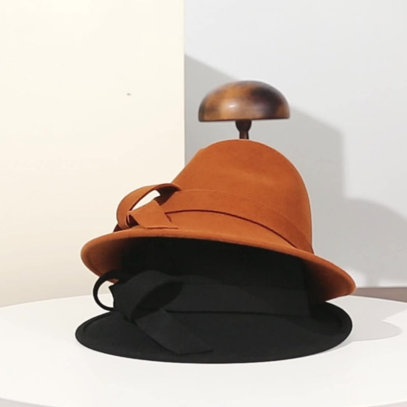 Felt Rolled Edge Top Hat with Felt Bow