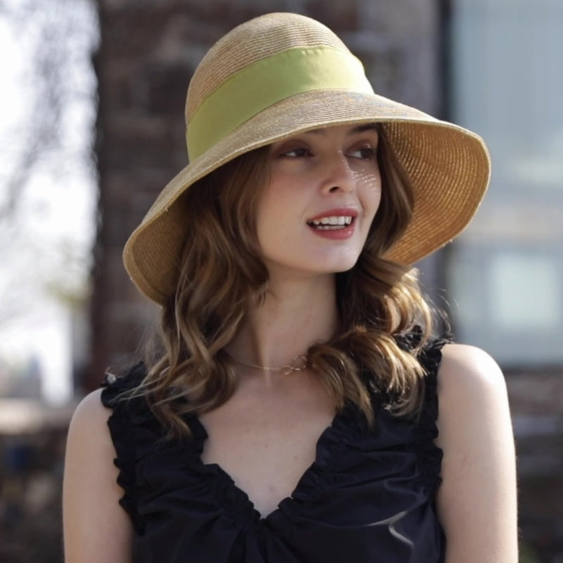 Straw Hat with Bow Decorative Band