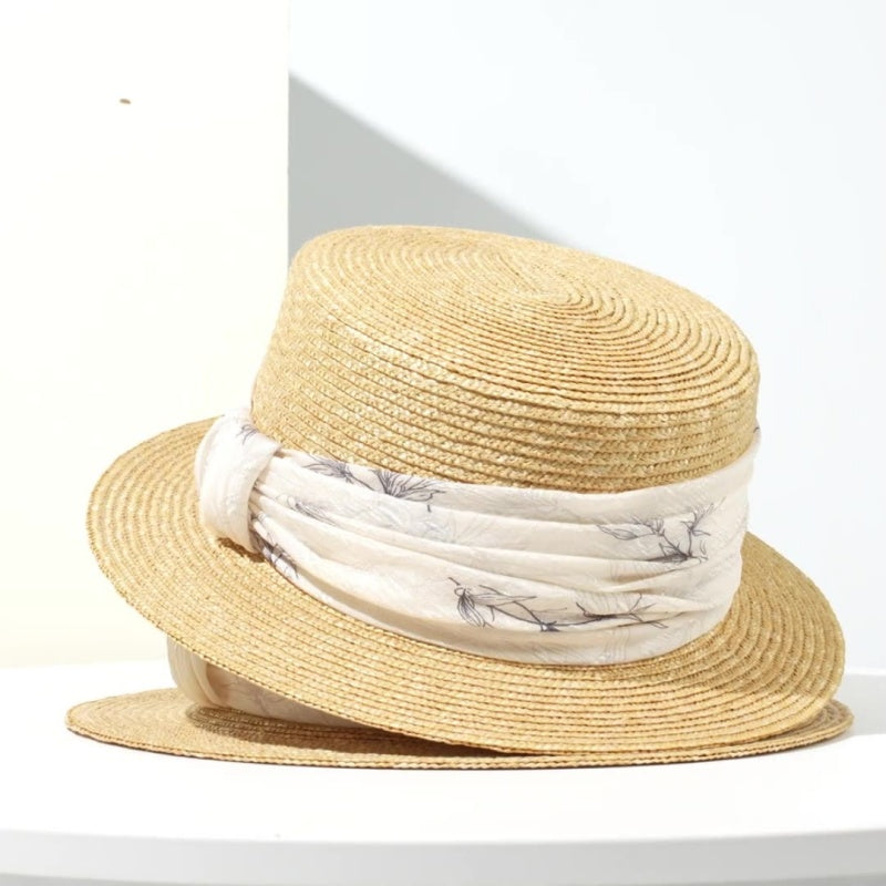 Bowler Hat Sun Hat with Printed Ribbon