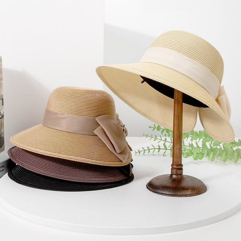 Straw Hat Sun Hat with Big Bow