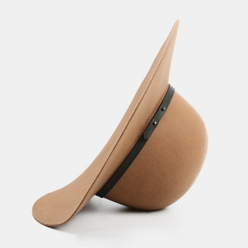 Felt Top Hat with Leather Decorative Ribbon
