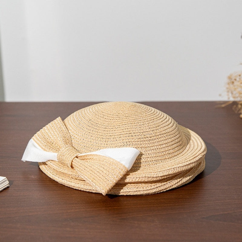 Straw Beret with Bow