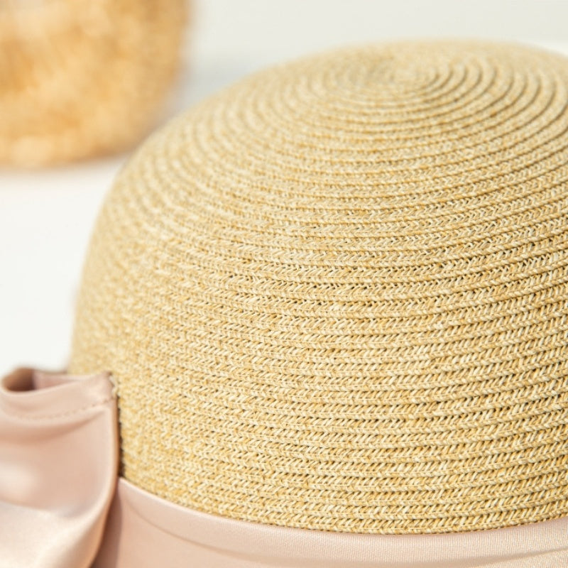 Straw Top Hat with Bow Webbing