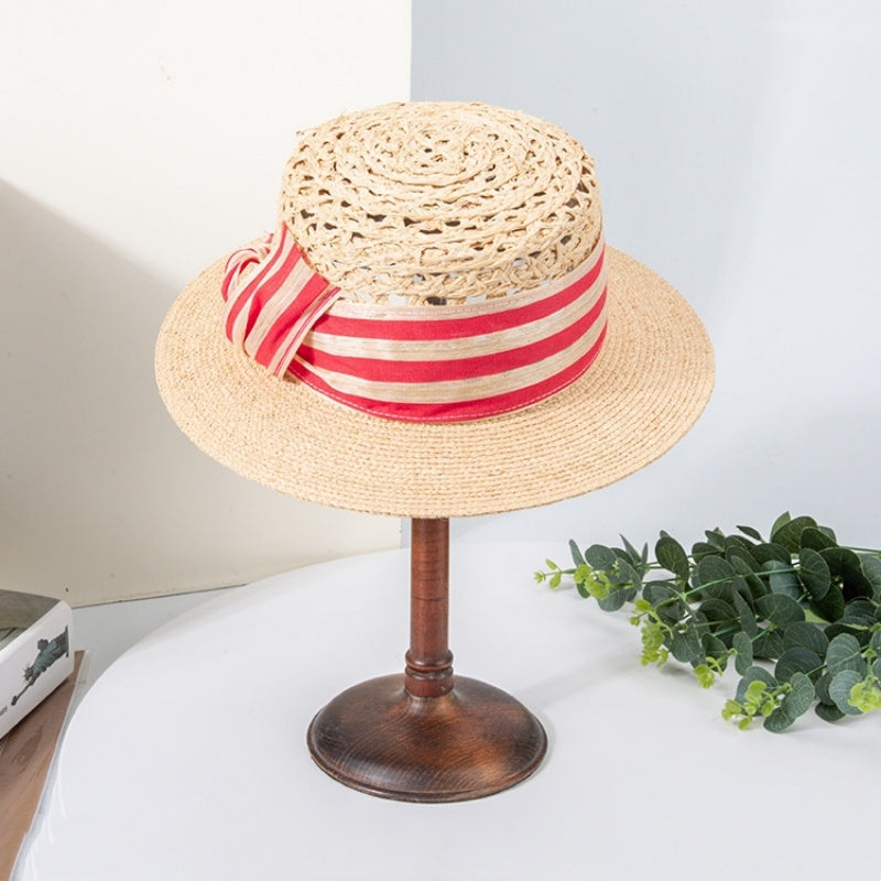 Hollow-carved Top Hat Sun Hat with Bow