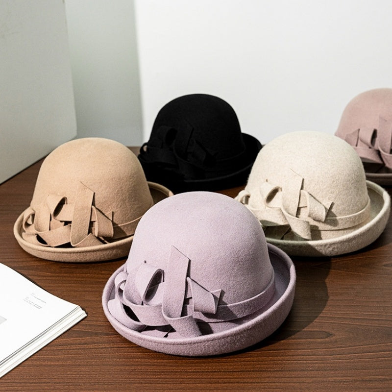 Felt Rolled Edge Top Hat with Felt Flower