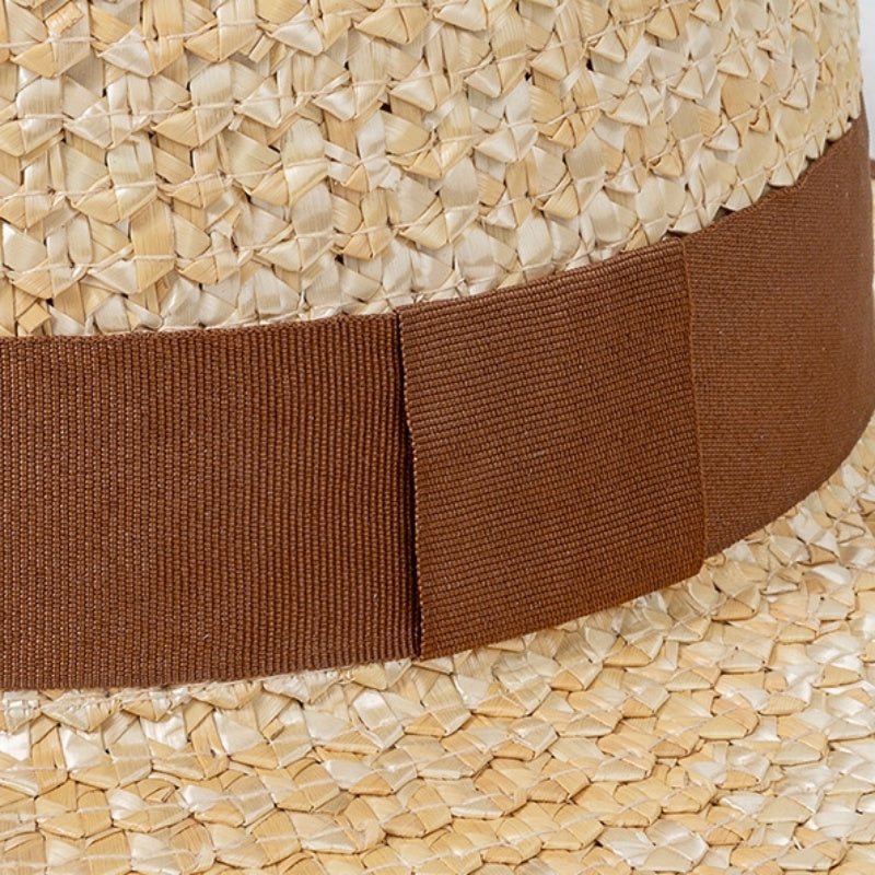 Straw Sun Hat with Brown Webbing