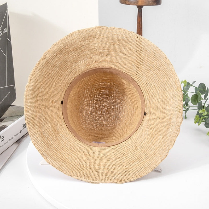 Straw Hat Sun Hat with Printed Bow