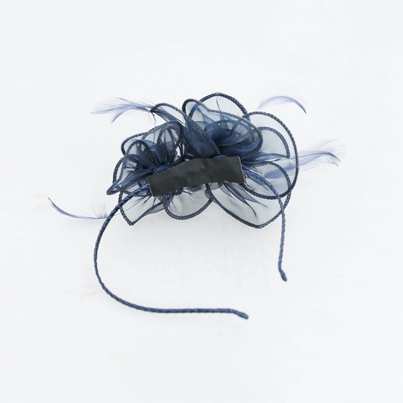 Mesh Feather Double Flowers Hairband