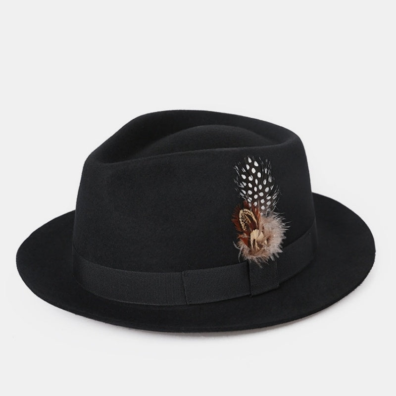Felt Top Hat with Feather Decoration