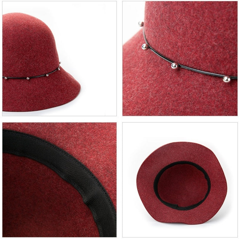 Felt Top Hat with Metal Beads Decoration