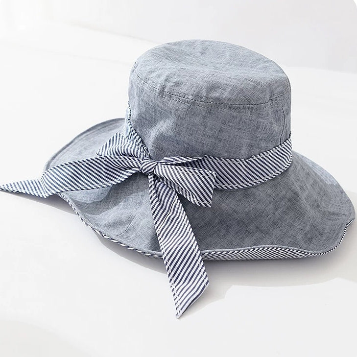Striped Bow Sun Hat