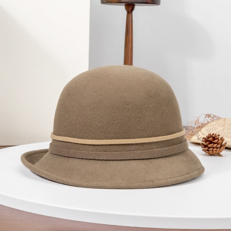 Felt Top Hat with Flower and Zircon Decoration