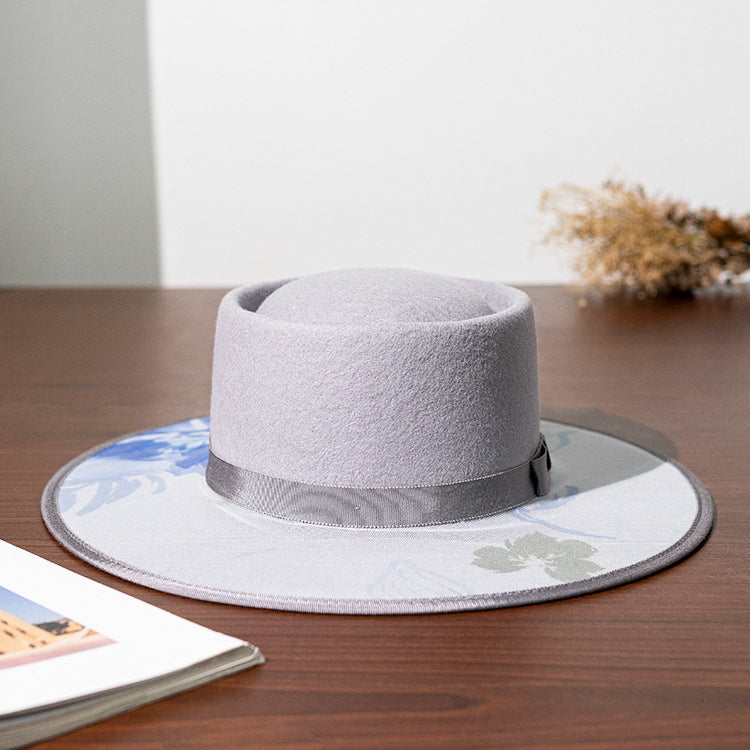 Felt Top Hat with Printed Mesh Yarn