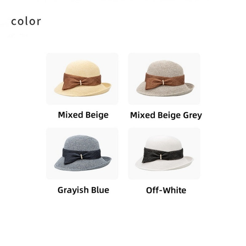Straw Hat Bucket Hat with Bow