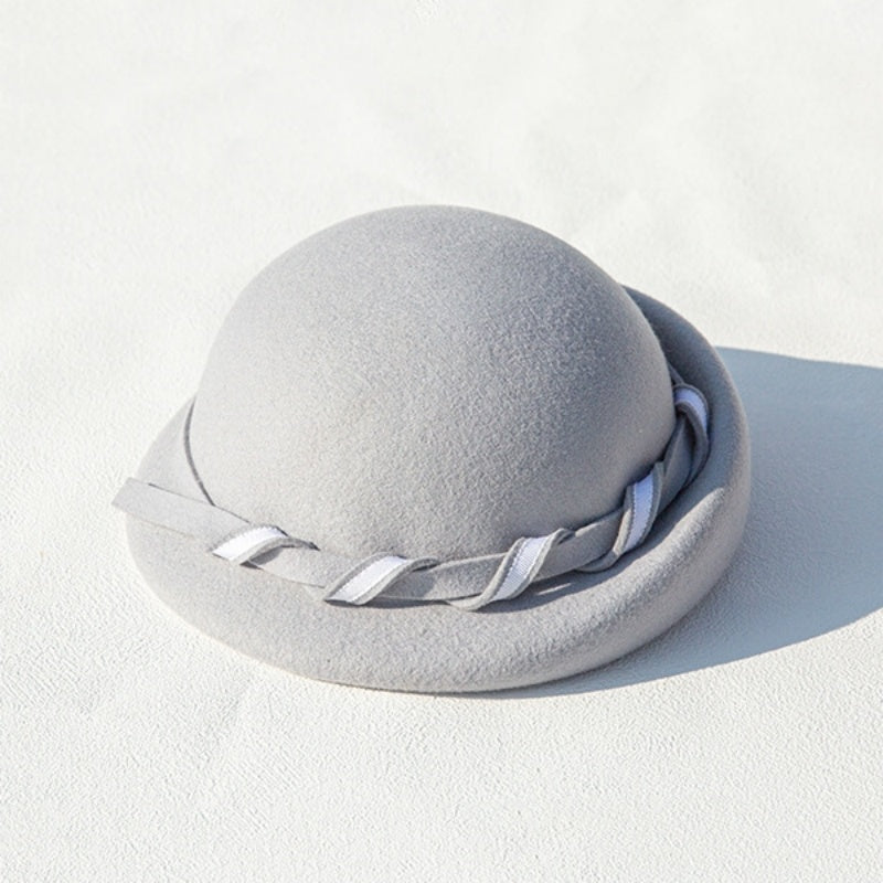 Felt Beret with Felt Strip Decoration