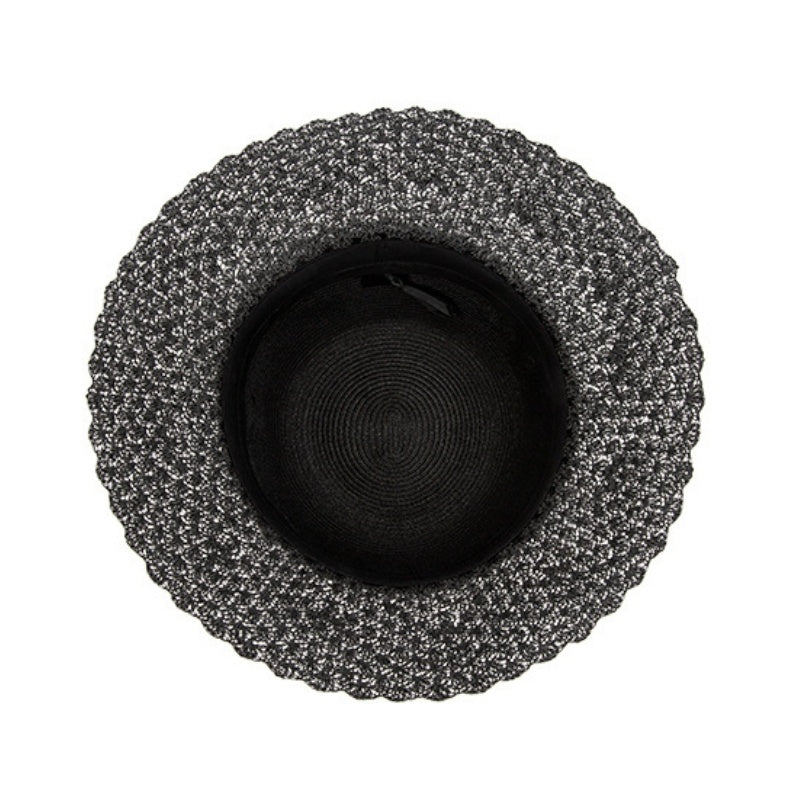 Black Sun Hat Straw Hat with Beads