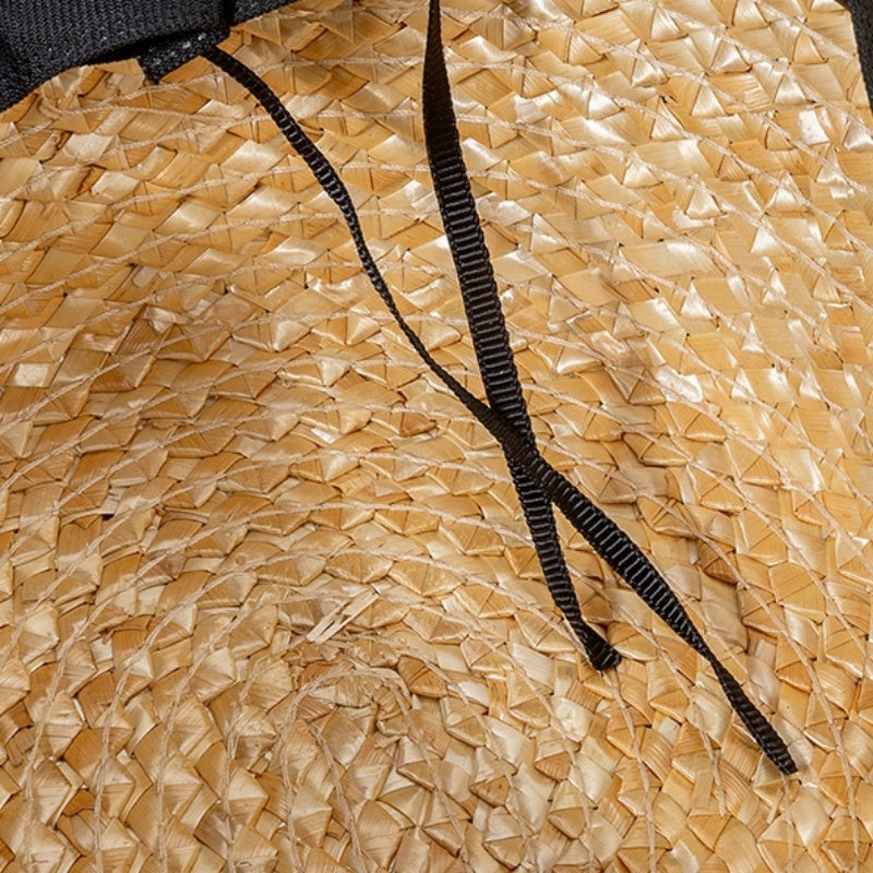 Straw Sun Hat with Black Long Webbing
