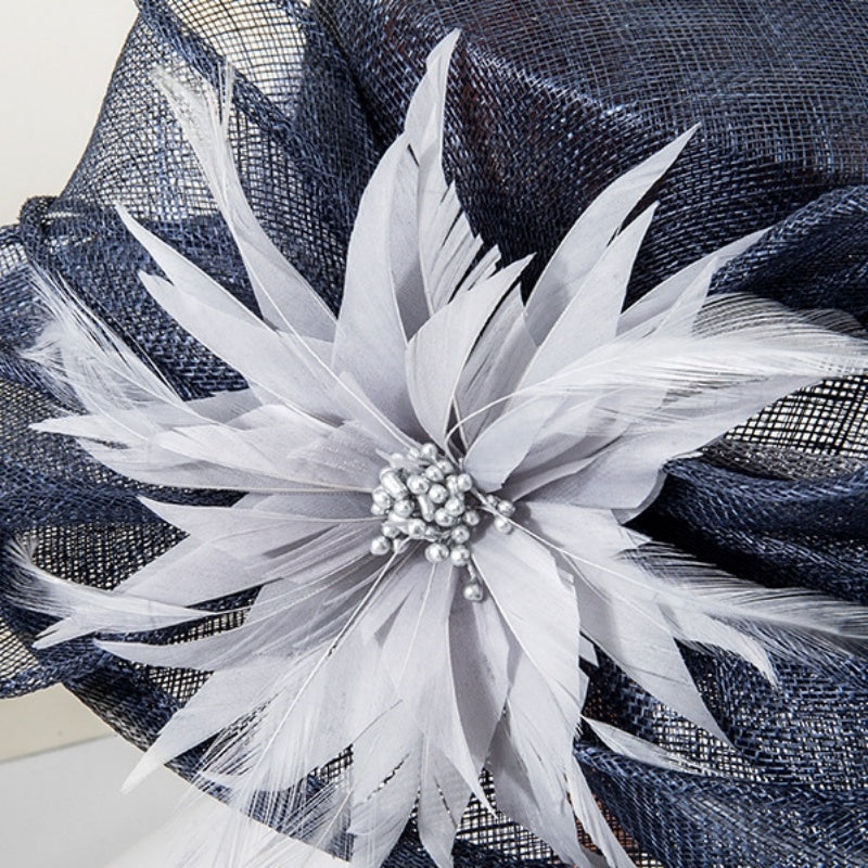 Top Hat with Feather Flower and Bow Decorations