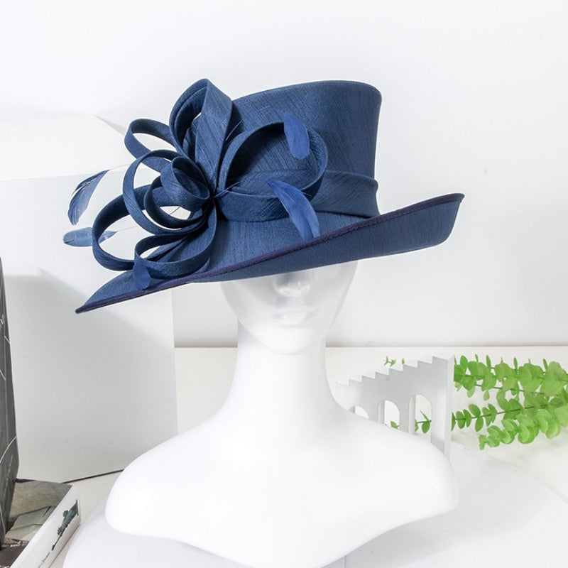 Top Hat Straw Hat with Floral Decoration