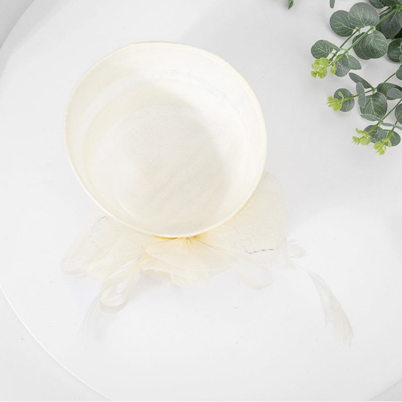 Top Hat Hair Accessory with Flower and Feather Decorations