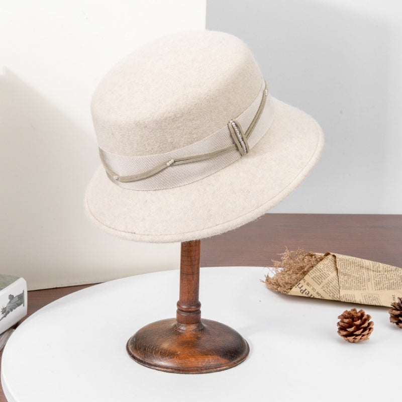 Felt Top Hat with Webbing and Pearl