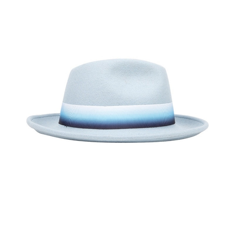 Rolled Edge Felt Top Hat with Feathers and Bow Webbing