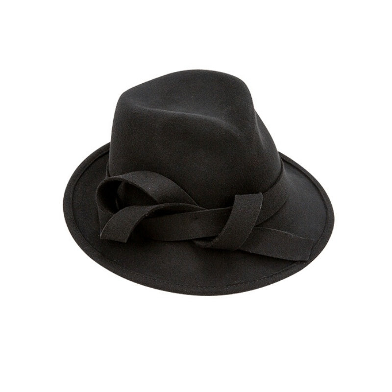Felt Rolled Edge Top Hat with Felt Bow