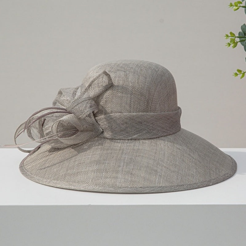 Cambric Top Hat Sun Hat with Handmade Feathers