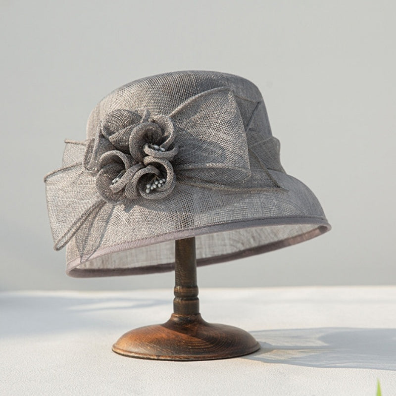 Sun Hat with Flower and Bow Decorations