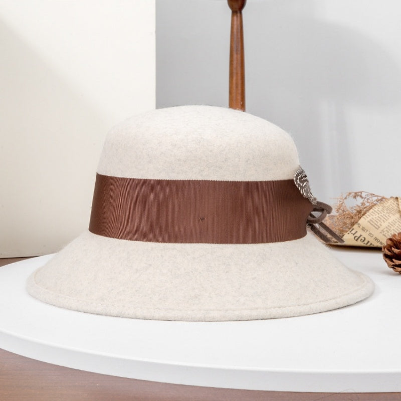 Felt Top Hat with Bow Webbing and Feather