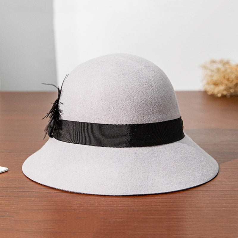 Felt Top Hat with Black Feather