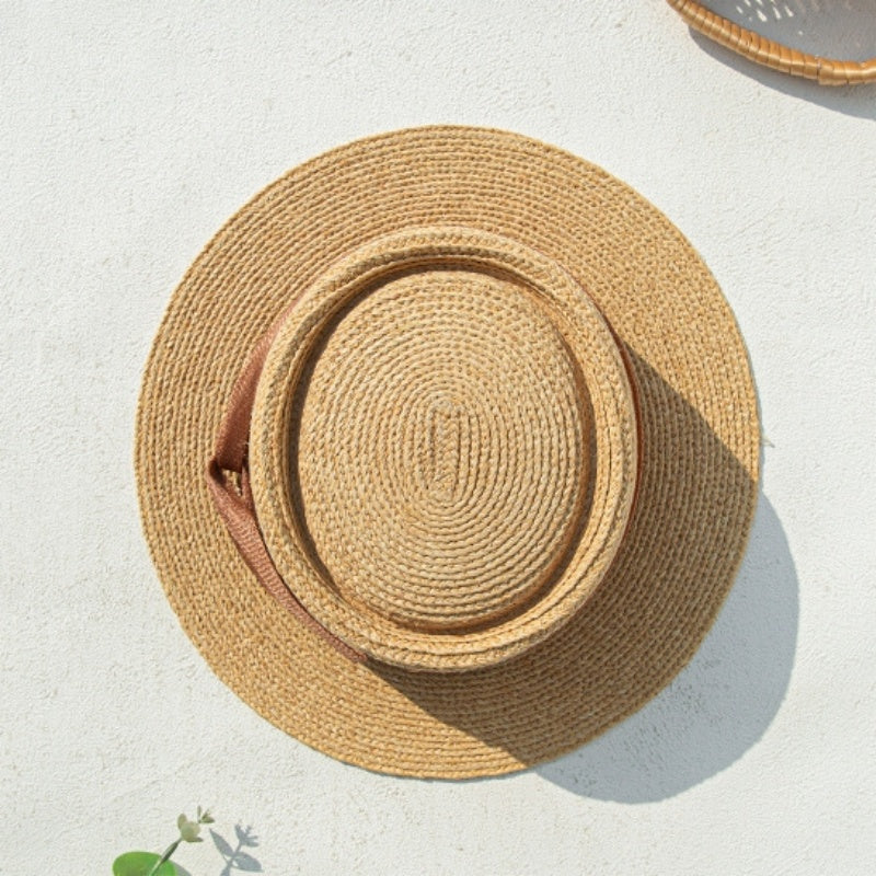 Straw Top Hat with Cambric Bow