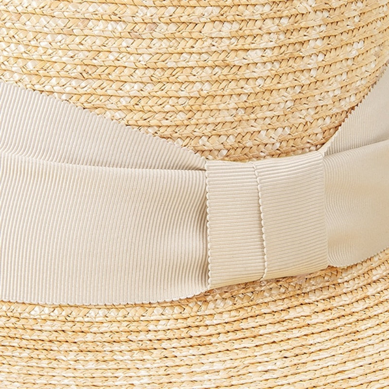 Straw Hat Sun Hat with Bow Cloth Webbing
