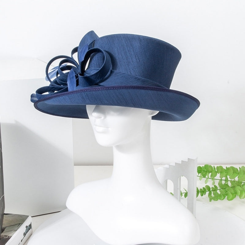 Top Hat Straw Hat with Floral Decoration