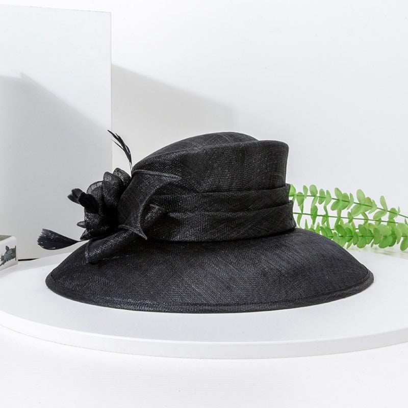 Top Hat Sun Hat with Flower and Bow Decorations