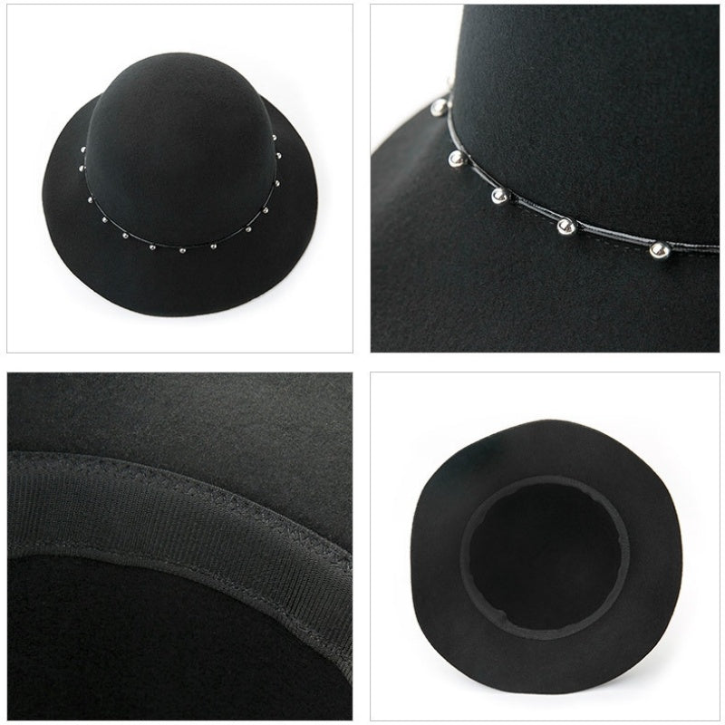 Felt Top Hat with Metal Beads Decoration