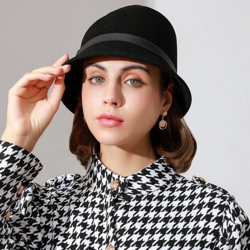 Felt Bucket Hat with Metal Buckle