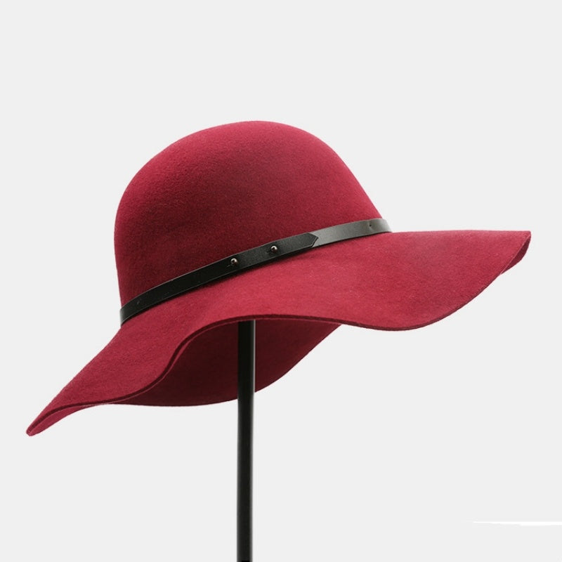 Felt Top Hat with Leather Decorative Ribbon
